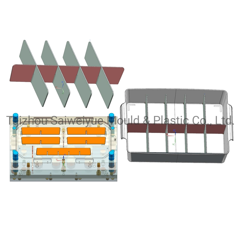 Divide los contenedores vegetales cereales del molde de moldeo de caja de almacenamiento independiente Easy-Taking bebidas nevera organizador molde de inyección de plástico