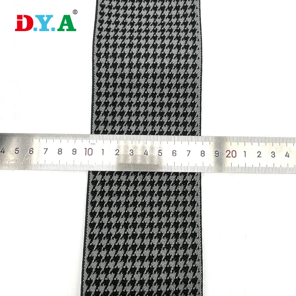 Ширина 8 см с возможностью горячей замены продажи шаблона Houndstooth жаккард полиэстер эластичную ленту для обувь/Челси загружается/одежды