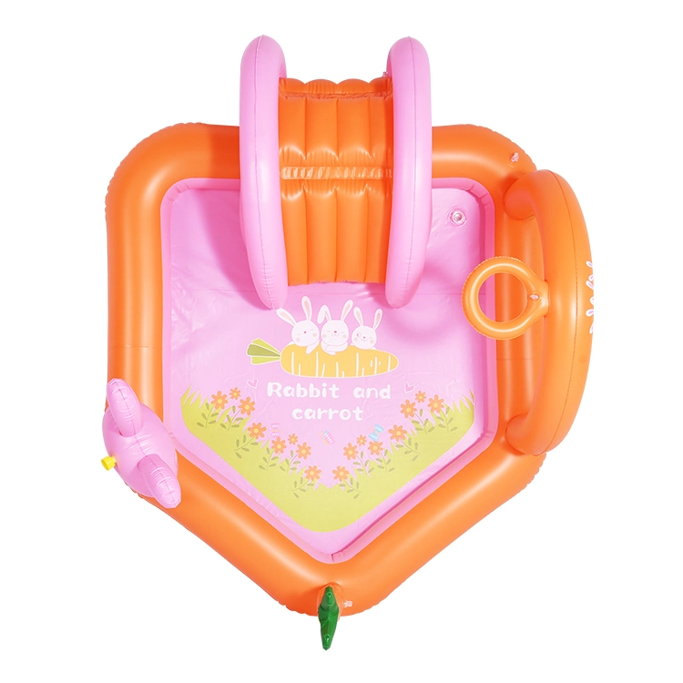 Centre de jeu pour enfants sur le thème du lapin avec toboggan aquatique et piscine gonflable personnalisée