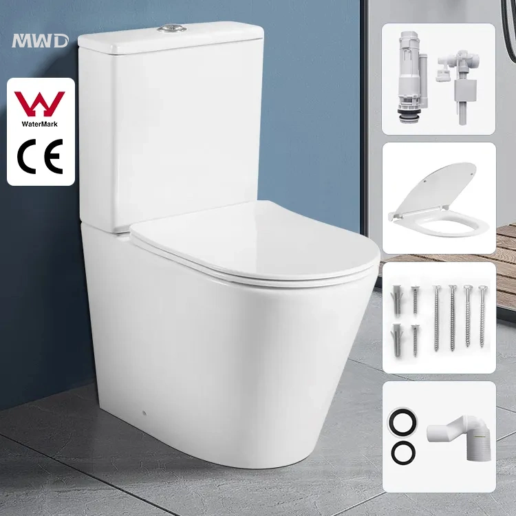 Customization China Bathroom Watermark Toilet Ceramic Wc Toilet Two Piece P Trap Toilet