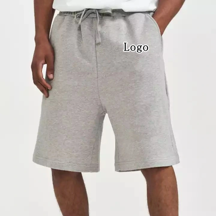 Adaptado de los hombres pantalones cortos de alta calidad 100% algodón orgánico francés Terry Deportes en blanco pantalones cortos de verano para los hombres