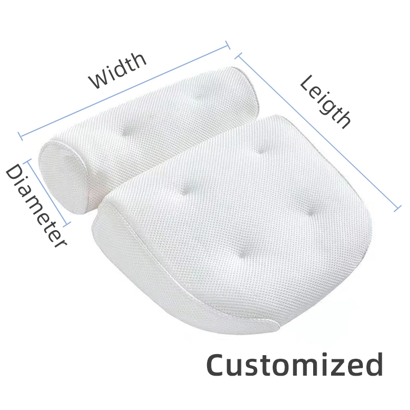 China Manufactory Custom Wholesale/Supplier 3D Breathable Spacer Air Mesh Fabir Bath Products Bathtub Pillows with Suctions