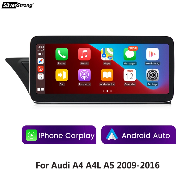 Para Audi A4 a4l A5 2009-2016 com Apple CarPlay sem fios Sistema multimédia Android Auto Car, Unidade principal, Câmara traseira iOS BT