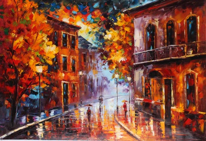 Handmade Landscape Oil Paintings Afremov Reproduction on Canvas