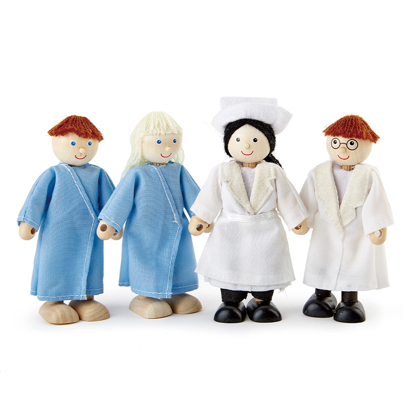 Pintoy Ensemble de poupées de l'hôpital de jouets en bois.