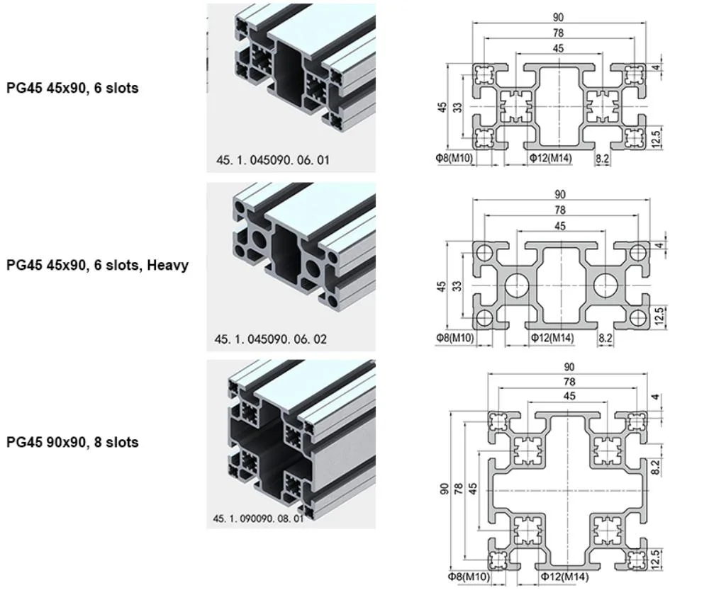 Kundenspezifische Industrielle Bearbeitung 6063 45 Serie Aluminiumlegierung Profile Aluminium Extrusionsprofil