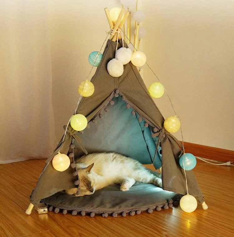 Luxury Linen Fabric Folding Small Pet Dog Cat Bed House Tent for Pets