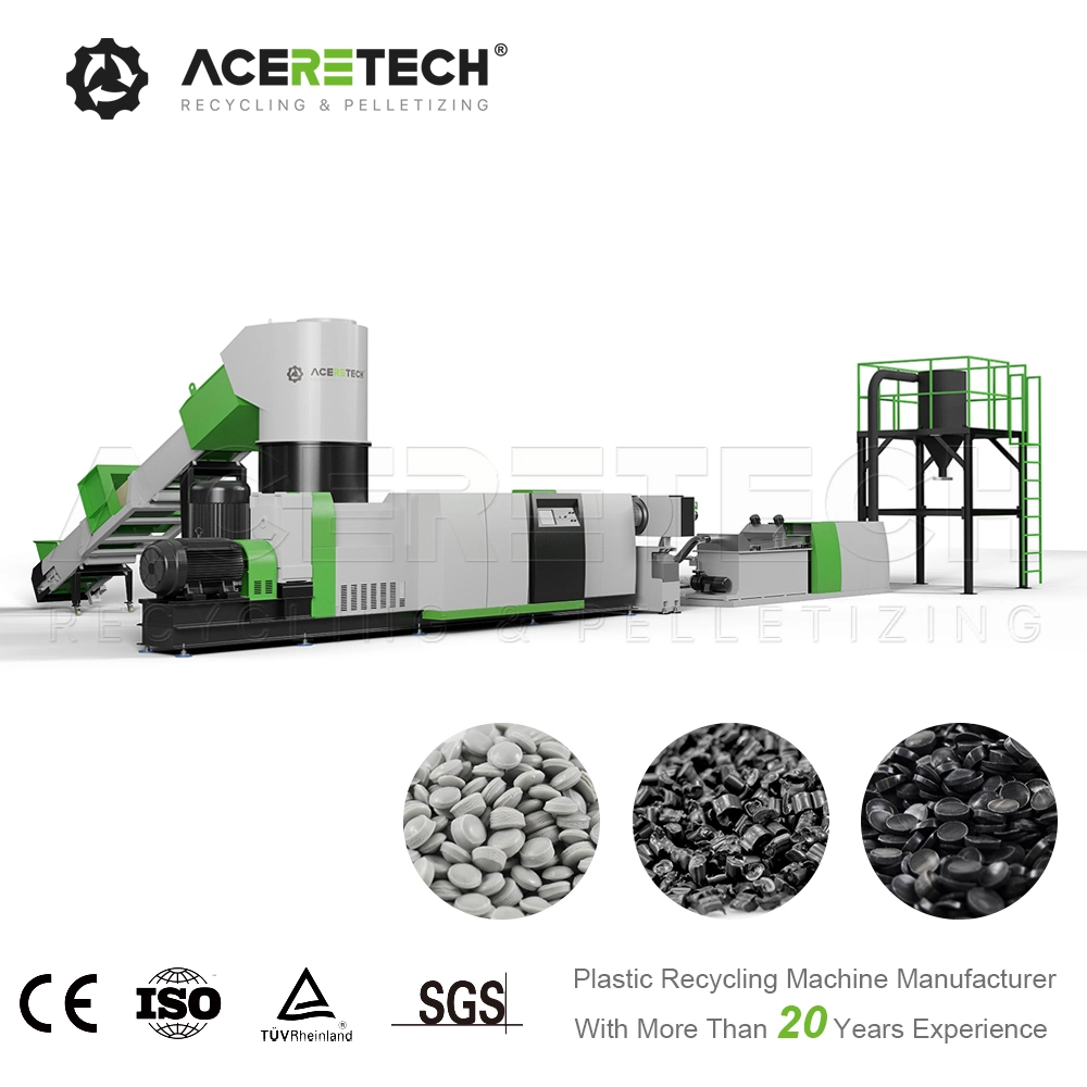Máquina extrusora de granulação para reciclagem de plástico de espuma de embalagem/peças de PP/PE, filme industrial agrícola, saco tecido.