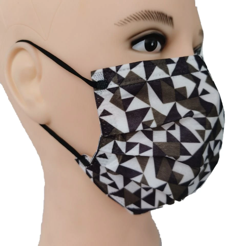 3ply Face All Disposable Mascarilla Negra and White Dental Dust Earloop Fabric Facemask Printed Custom 3 Ply Mask Black