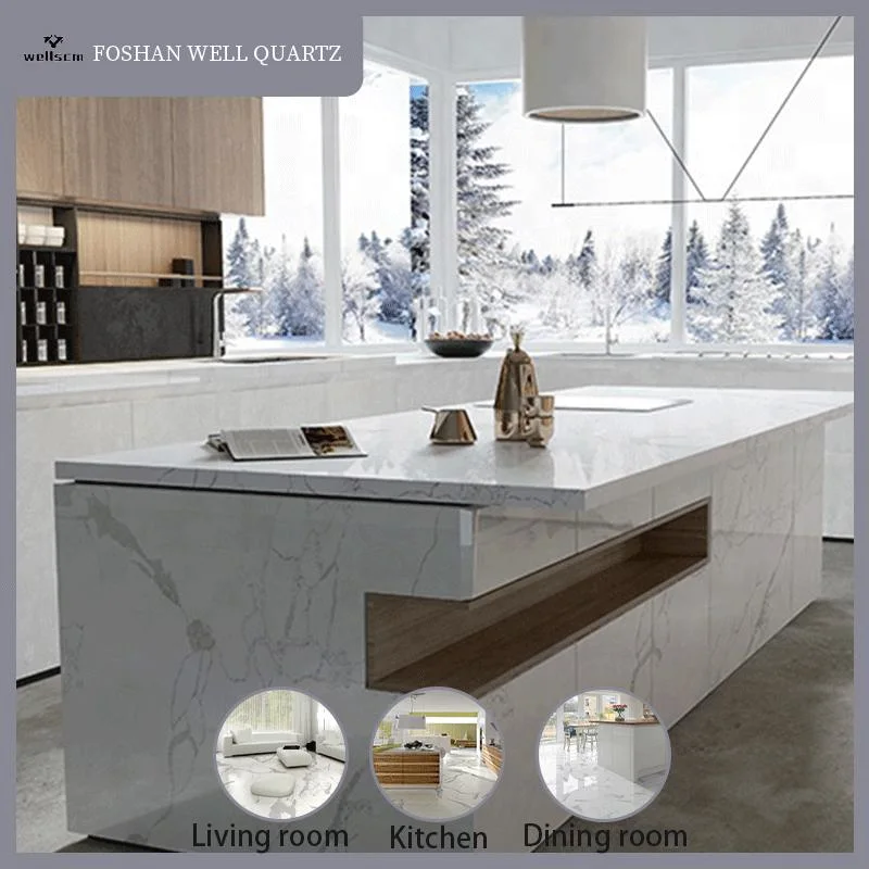 China Supplier CE Quartz Stone Solid White Surface Quartz High quality/High cost performance  for Kitchen Countertop or Bar Counter Building Quartz Material Mesa De Cuarzo Quartz