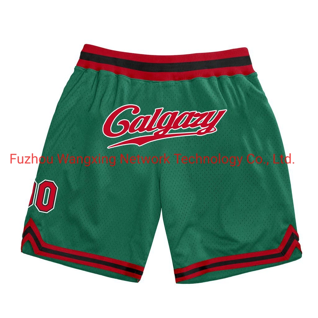 Al por mayor Calgary Baloncesto Shorts malla bordado Hot Press Print Mens Moda corto personalizado