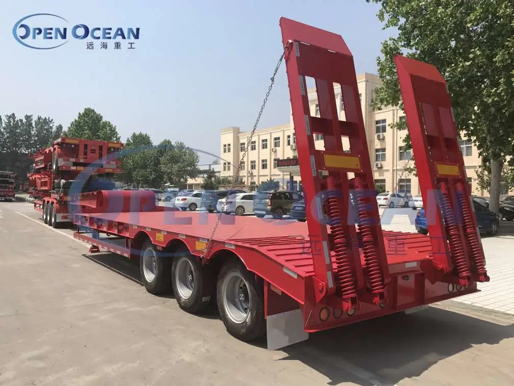 Factory Price Gooseneck 80 Ton Lowlowboy Low Bed Semi Trailers for Excavator Transport