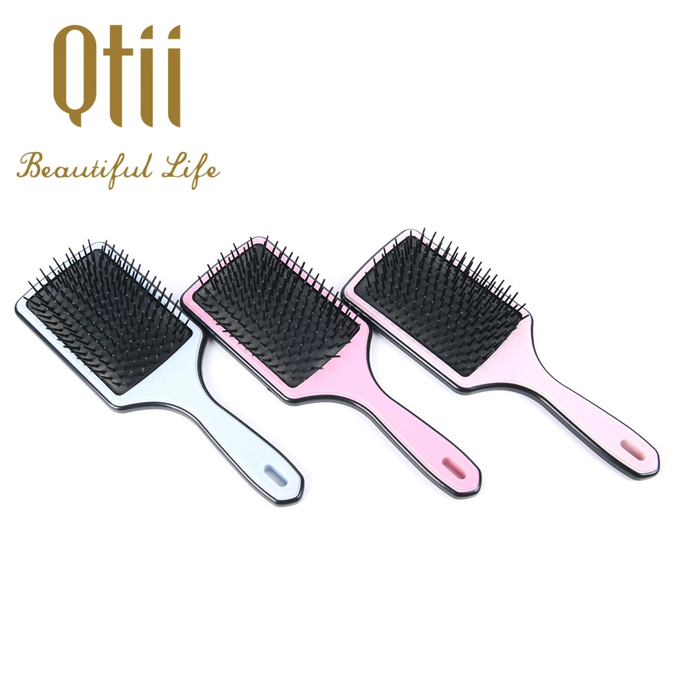 Paddle Shape Plastic Air Cushion with Nylon Bristle Hair Brush with Color Frame Handle