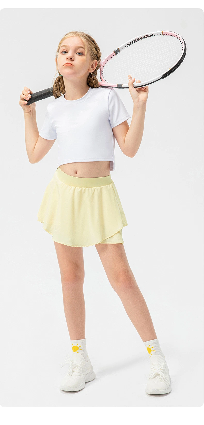 Girls Dance Training Mini Skirt Kids Tennis Sports Skirt Children's Skin Friendly Yoga Mini Dress