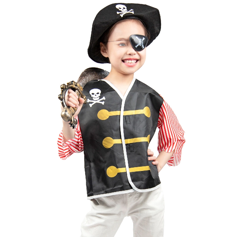 Kleid Pretend Kostüm Dress up Set Piraten Rollenspiel-Set Karneval Spiel mit Teleskop passende Hut Pirate Sward Eye Patch