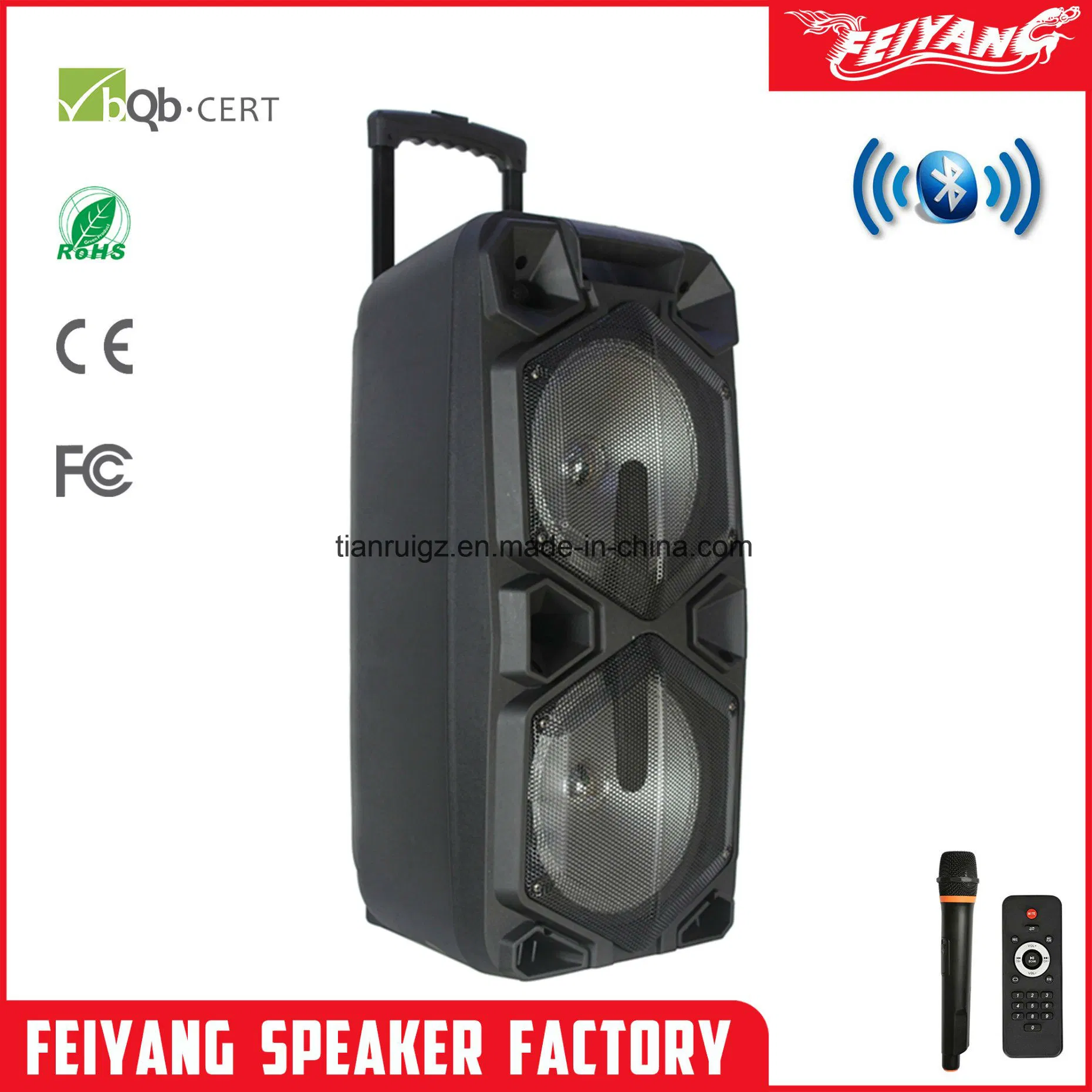 Feiyang Double 10 Inch Big Power Rechargeable Battery Trolley Speaker