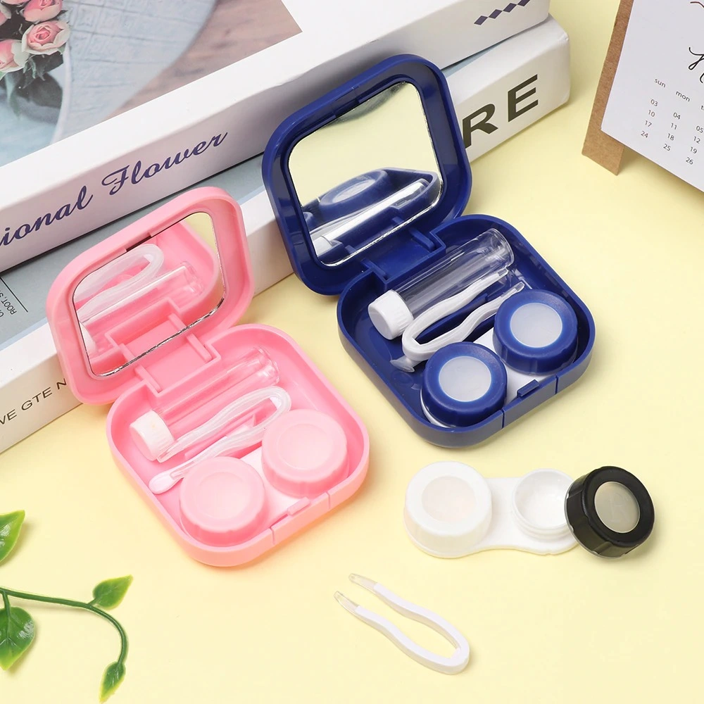 1PC Contact Lens Case Square Travel Portable Solid Color Lens Cover Container Holder Storage Soaking Box Fashion Accessories Contact Lens Case