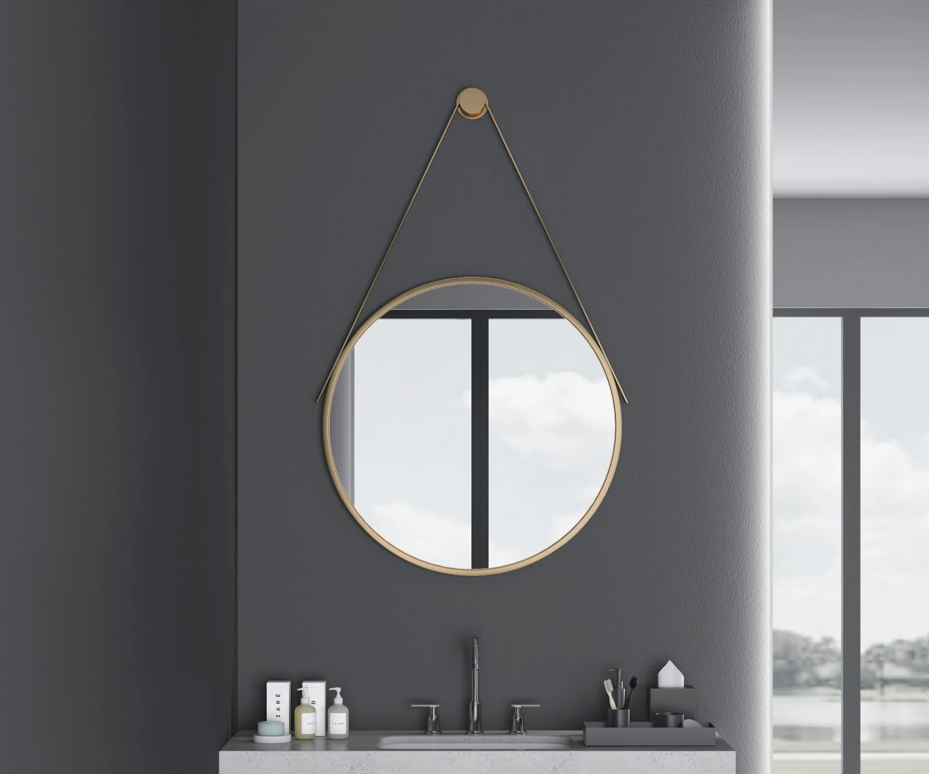 Three Colors Decorative Aluminum Frame Bathroom Wall Hung Mirror