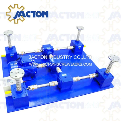 Multiple Screw Jacks Can Be Combined Into a Lifting System. Powered by a Geared Motor, The Jacks Are Connected in an H Configuration by Couplings, Bevel Gears.