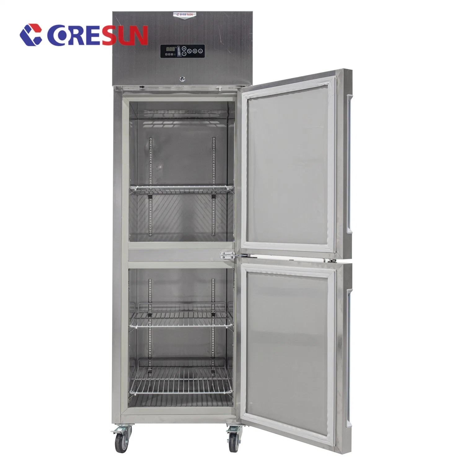 Hot Sale Commercial Restaurant Stainless Steel 2 Door Upright Deep Freezer