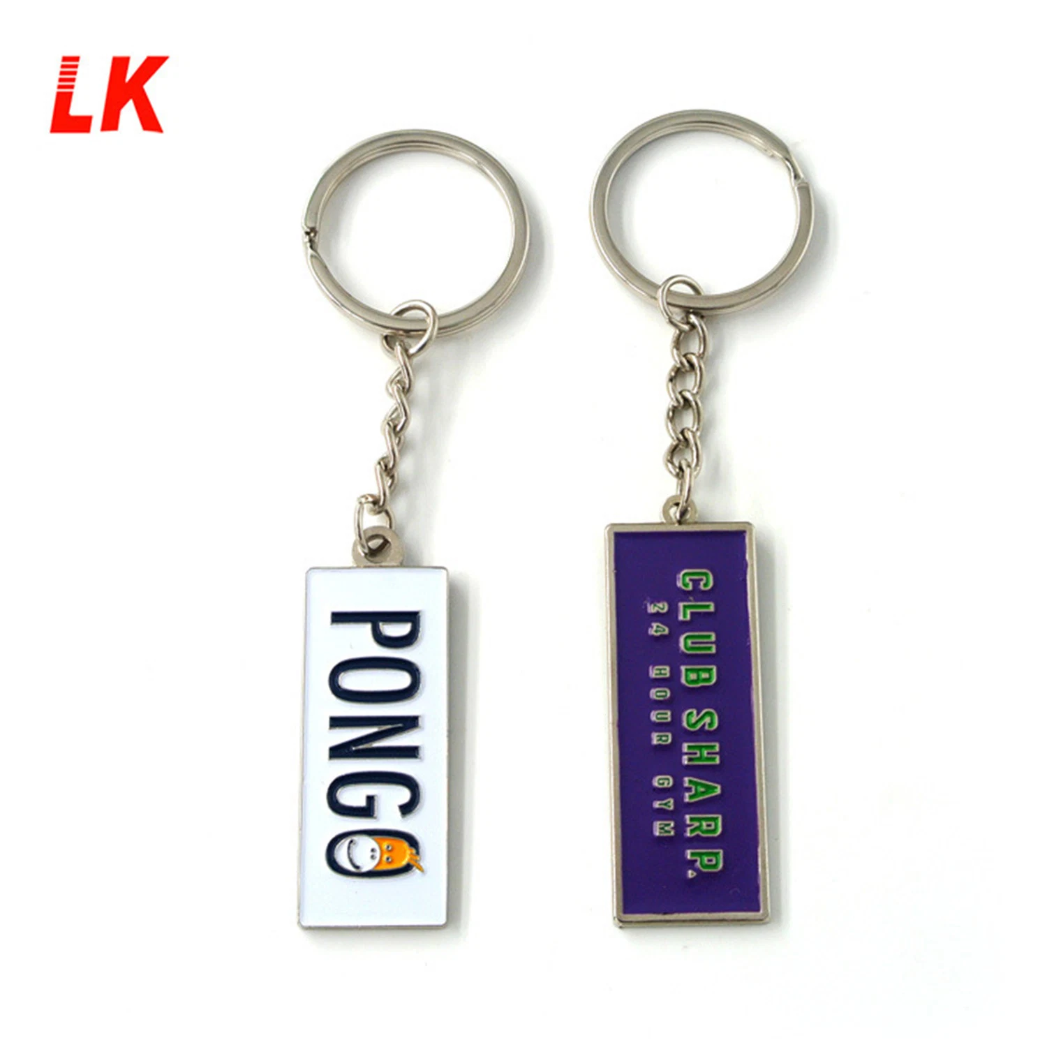 Custom Logo Die Cast Metal Keychain Key Rings with Link Chain