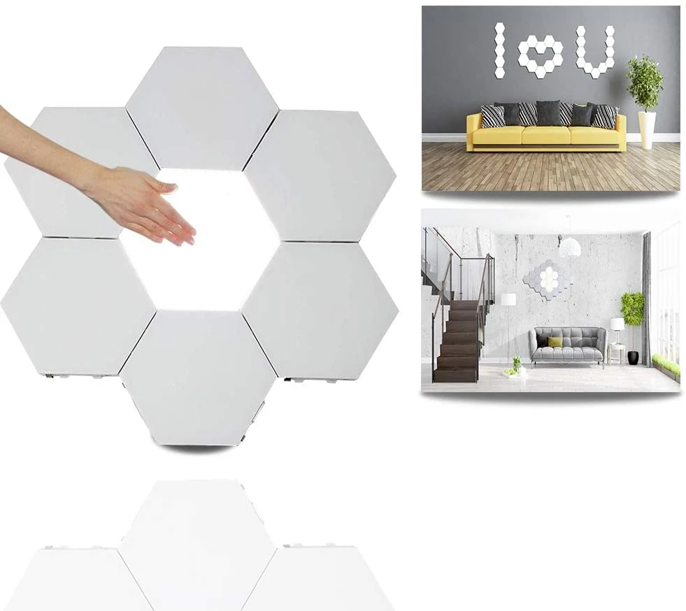 Empalme hexagonal luces RGB pared hexagonal de la luz del sensor táctil Modular lámpara decorativa DIY Glow multicolor de la noche la luz del sensor