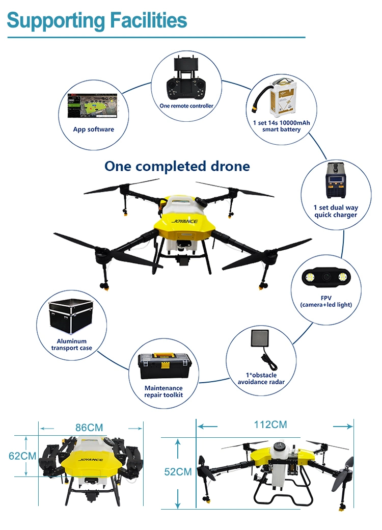 High Efficiency Joyance 10L/16L/30L/40L Agricultural Sprayer Drone with Fpv Camera