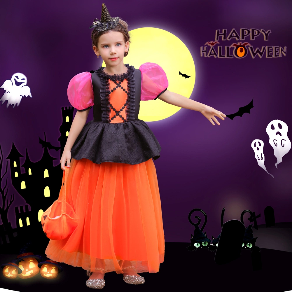 Niños ropa de encaje de Halloween ropa para niños ropa para niños ropa para niños ropa suave Vestido de princesa de malla para chicas
