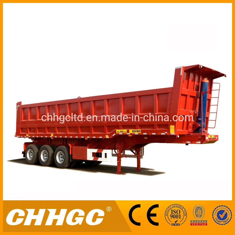 Open Top Container Van Type Dump Semi Trailer Rear Tipping Trailer for Construction Project