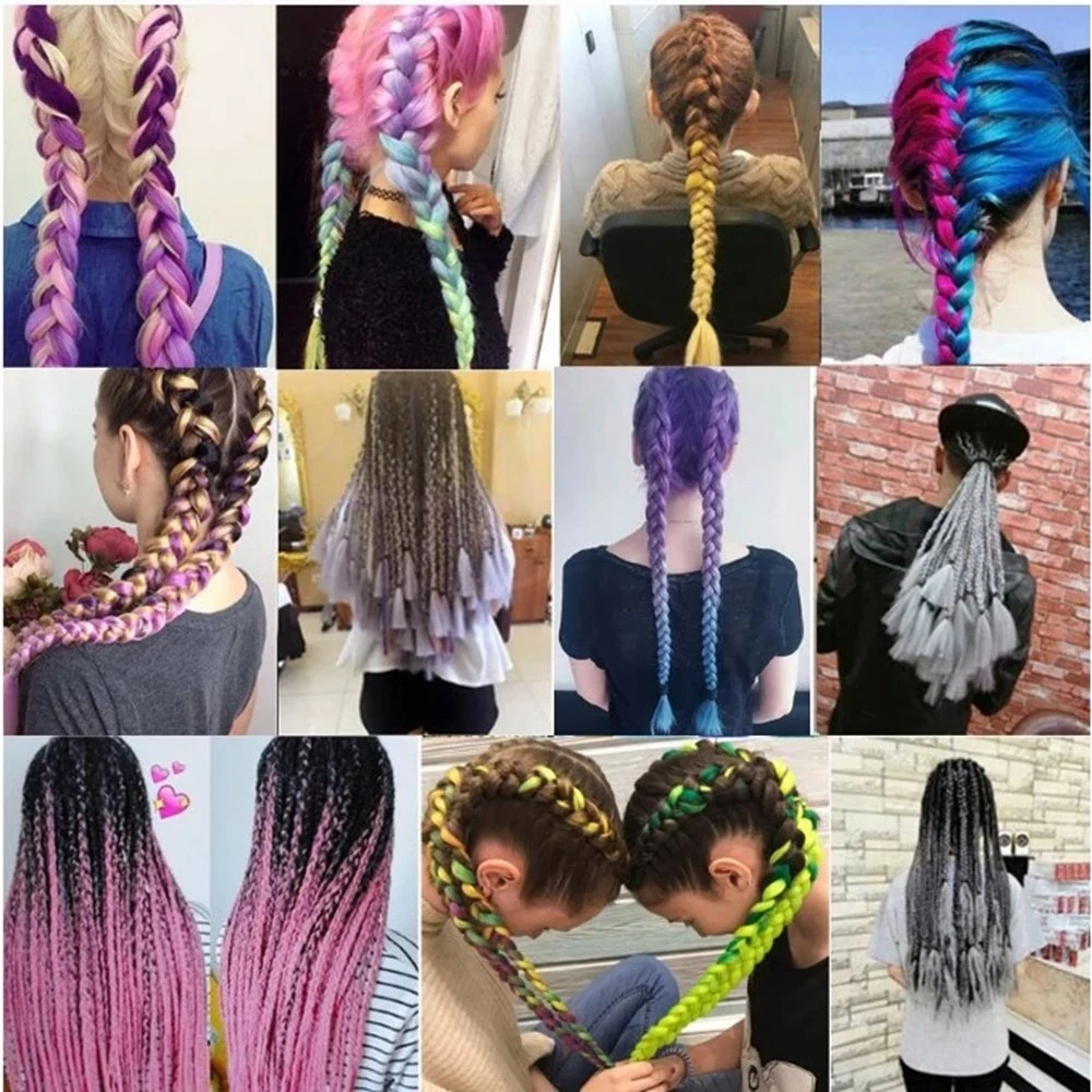 Kbeth Braid Cabello para la Mujer 2021 Moda Rainbow buena calidad Rojo colores del vino trenzado sintético 26 pulgadas 28 pulgadas Cabello Extensión para Femme