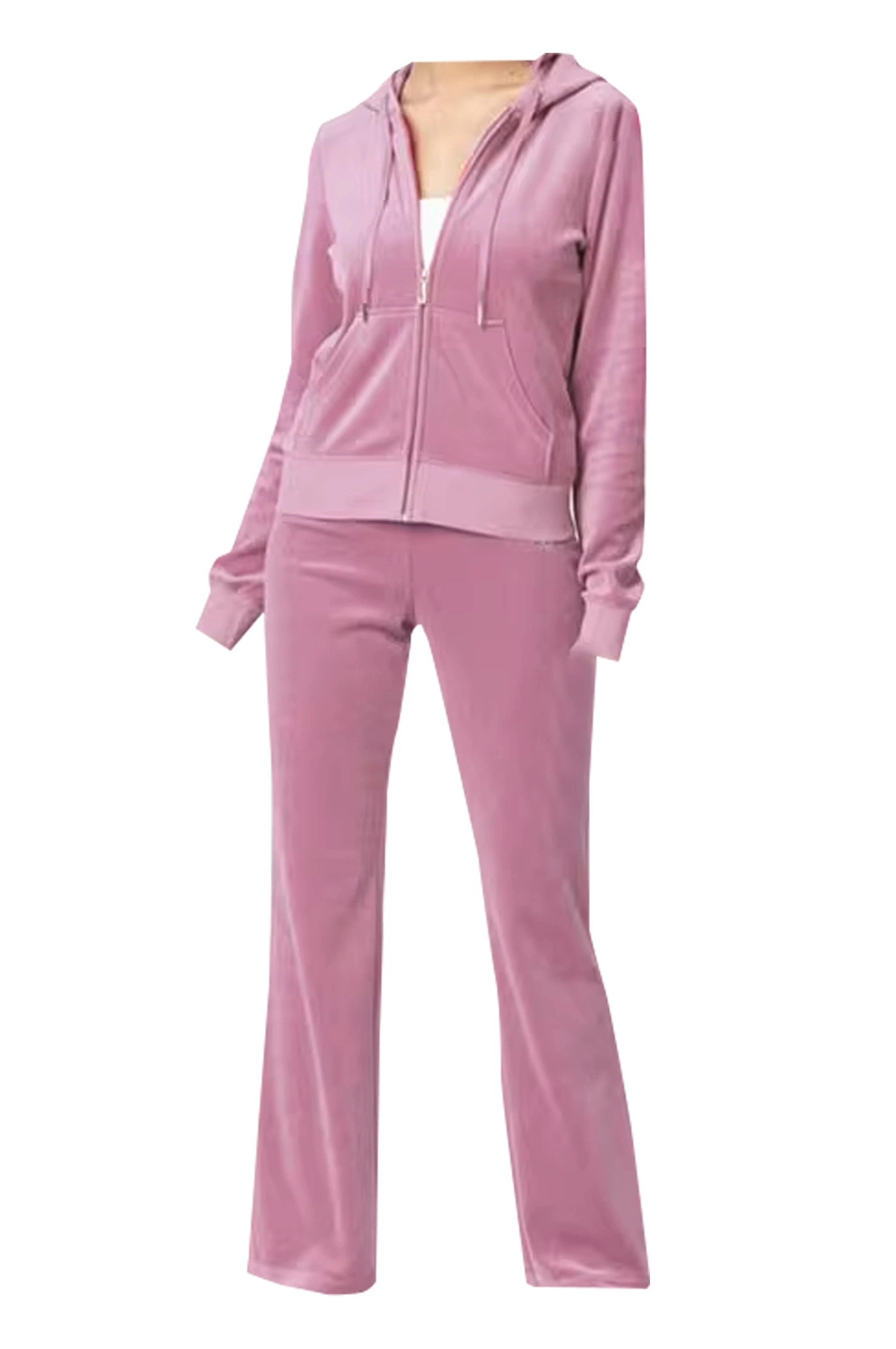 RPET Women's Casual Velour Tracksuit Set Full Zip Hoodie Long Lounge Wear