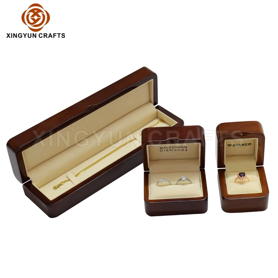 Personalisierte Luxus Schmuck-Paket Box Custom Brown Piano Glossy Finish Geschenkanzeige Aufbewahrungsbox Holz Malerei Fall