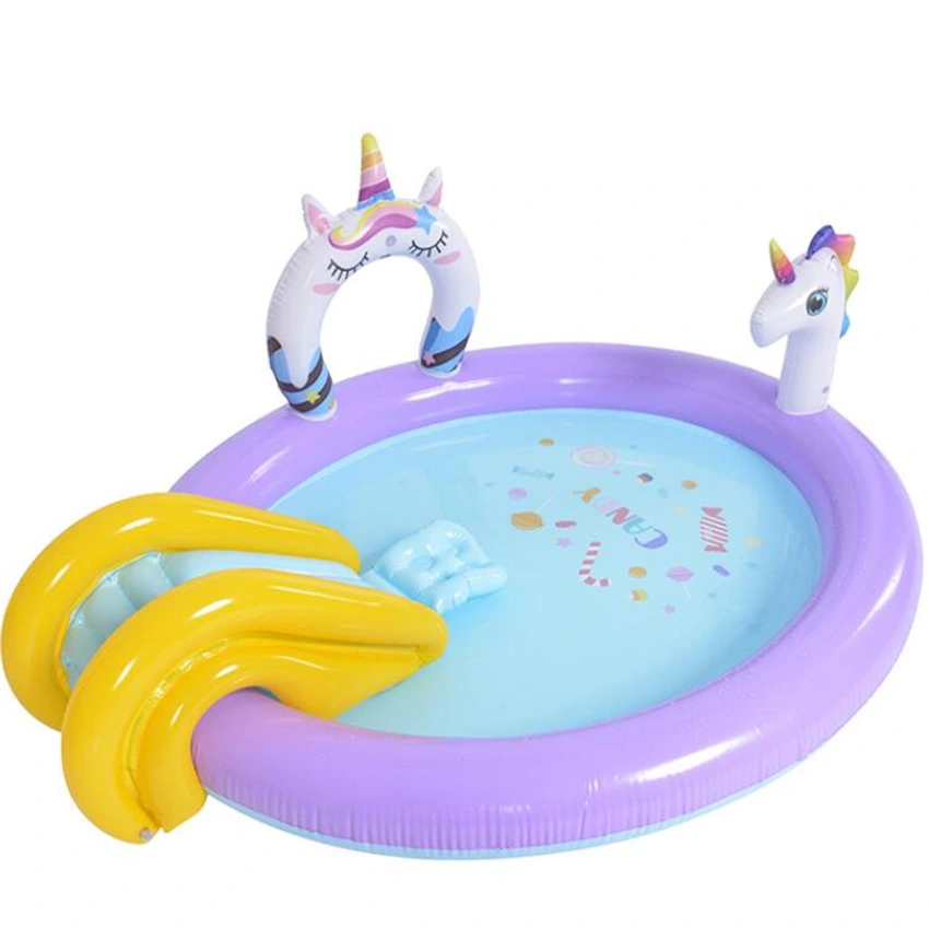 Kiddie Pool with Slide Inflatable Pool Portable Swimming Pools