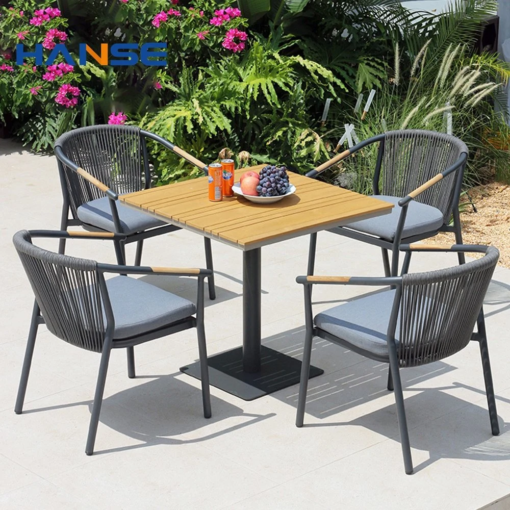 Outdoor Patio Garden Set Furniture Cast Aluminum Rope Woven Outdoor Chairs Patio Chair Furniture with Plastic Cushion