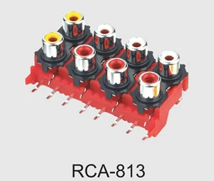 Trous double borne jack RCA avec argenture en rouge (CR-813)