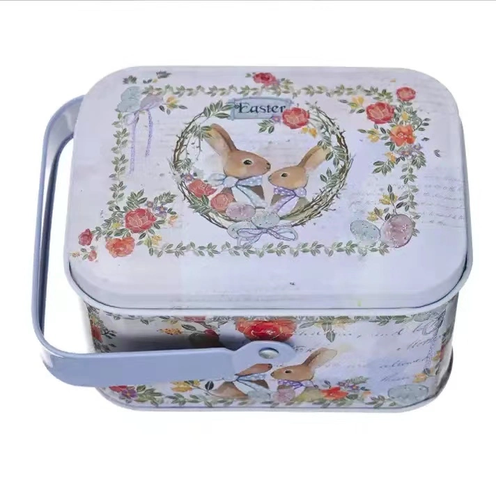 Caixa de Coelho da Páscoa Gift Candy Food Grade Square Metal Tin Caixa