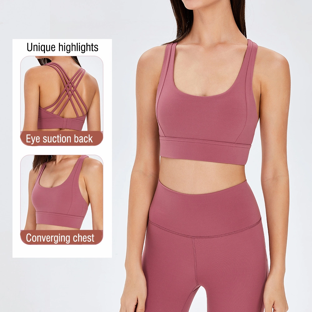 Cross Beautiful Back Yoga Deportes ropa de bajo Fitness Deportes de running para mujer Sujetador