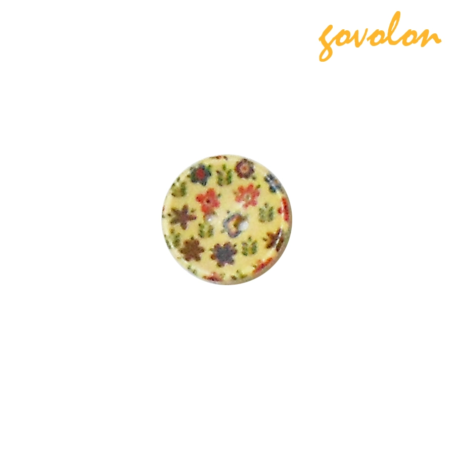 Fancy Colorful 2 Hole Wood Cloth Button