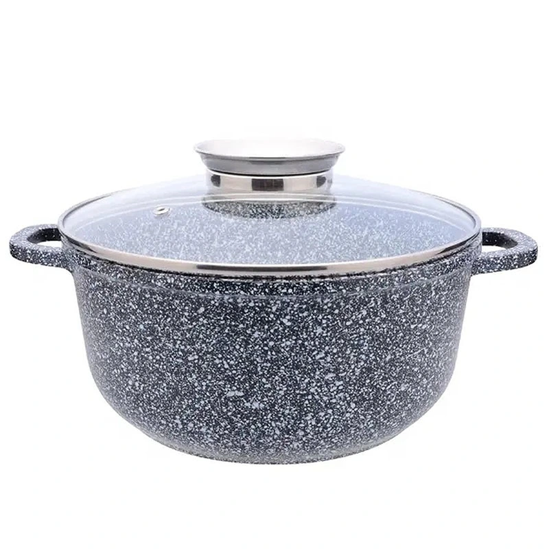 Factory Wholesale/Supplier 12PCS Aluminum Cookingware Induction Bottom Kitchen Cooking Pots Deep Pans Non Stick Granite Marble Coating Cookware Sets