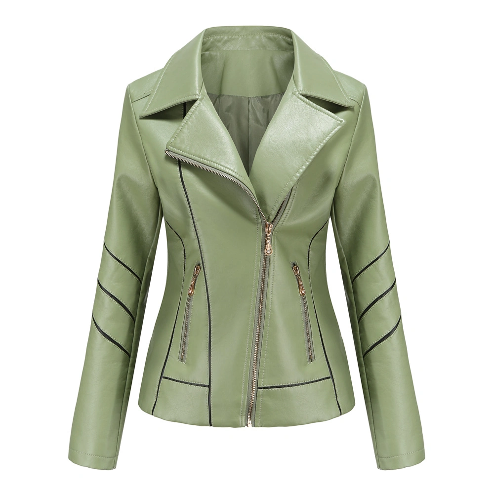 Unión/American Chica de moda Dama caliente en invierno ropa de mujer delgada de color verde de las mujeres de la Motocicleta Outwear chaquetas Chaqueta con cremallera bolsillos