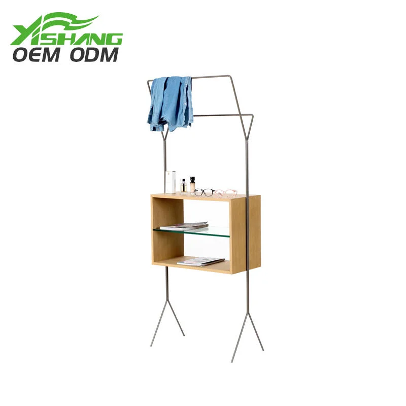 Tienda OEM Ropa Femenina de la pantalla de madera de estantes de pared Rack