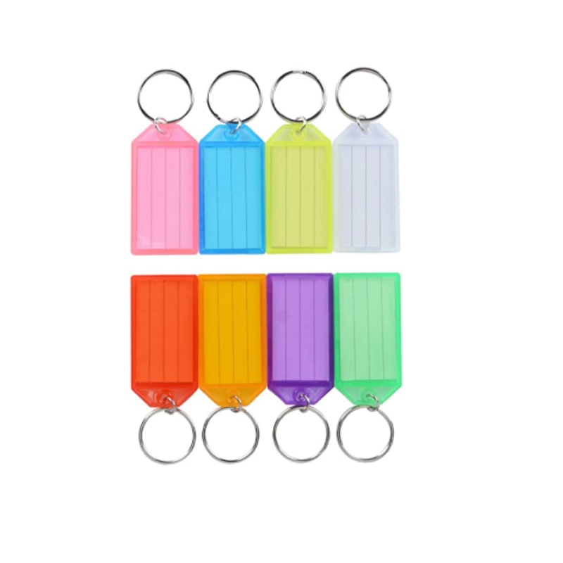 Tough Plastic Flip Key Tags with Split Ring Label Window Keychain Tag Waterproof Plastic Key Tag