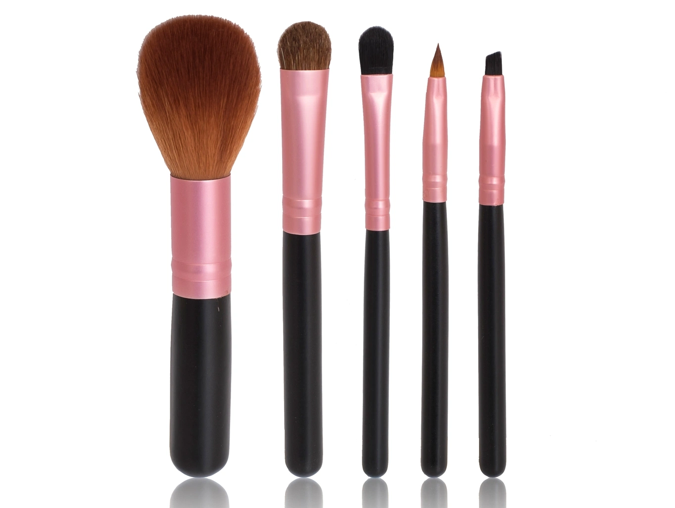 5PCS Mini Gift Makeup Brush Set Cosmetic Brush Set with Pink Ferrule