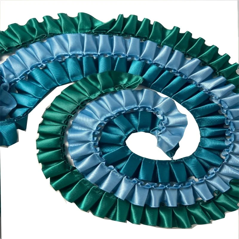 Wholesale/Supplier Multi-Color Satin Ruffle Fabric Trims Home Decoration Pleated Satin Rosette Ribbon for Packing Wrapping