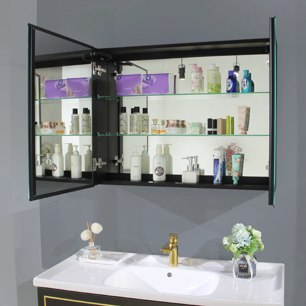 Modern Design Glass Rectangle Touch Screen Bathroom Cabinet Mirror LED Lights with Anti-Fogging Mirror