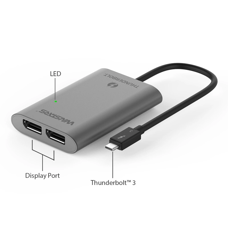 Intel Offical Certified Manufacturer Thunderbolt 3 Dual Displayport 8K Adapter