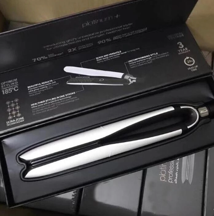 Platinum Plus + Secador de pelo profesional de las planchas styler plana moldeador de hierro herramienta de pelo estilo de alta calidad color negro.