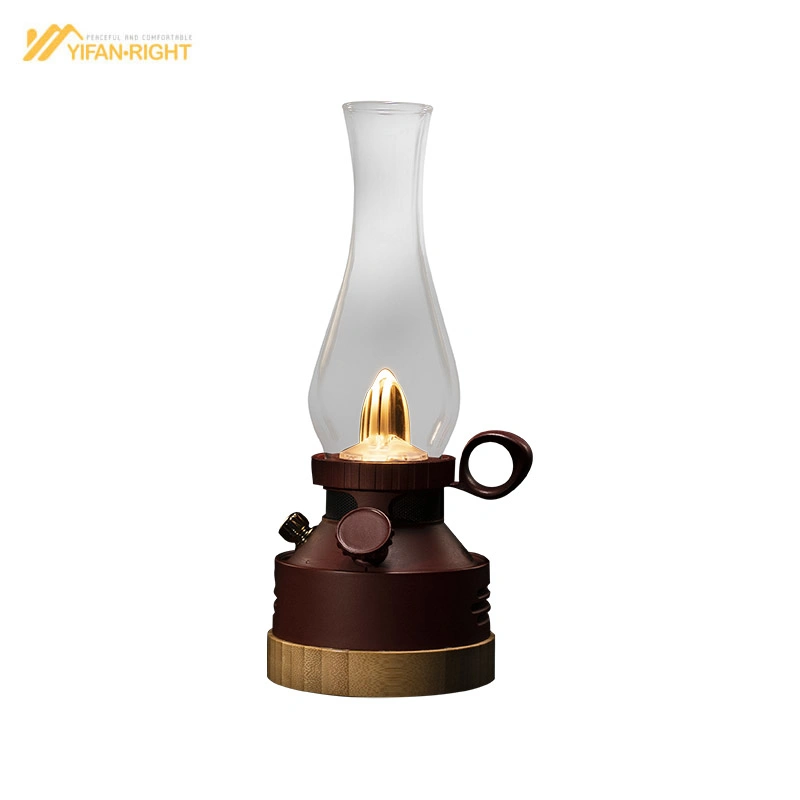 Lumière d'ambiance vintage avec haut-parleur Bluetooth. Lampe de camping LED rechargeable.