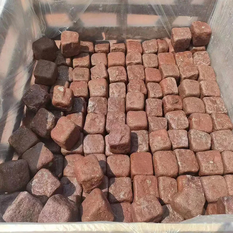 Loose Cobblestone Porphyr Red Granite Pavement Cubic Stone 9X9X9 for Driveway