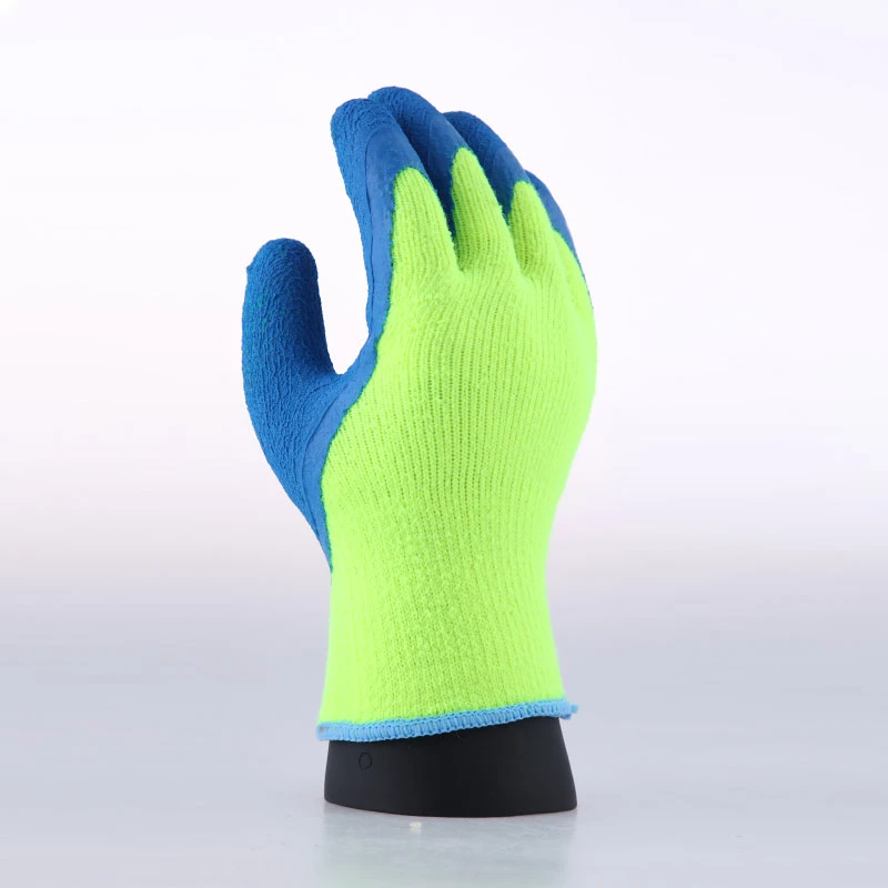 Hot Selling Hi-Vis Winter Warm Acrylic Liner 3/4 Dipped Crinkle Latex Coated Safety Work Protective Working Glove with CE OEM ODM